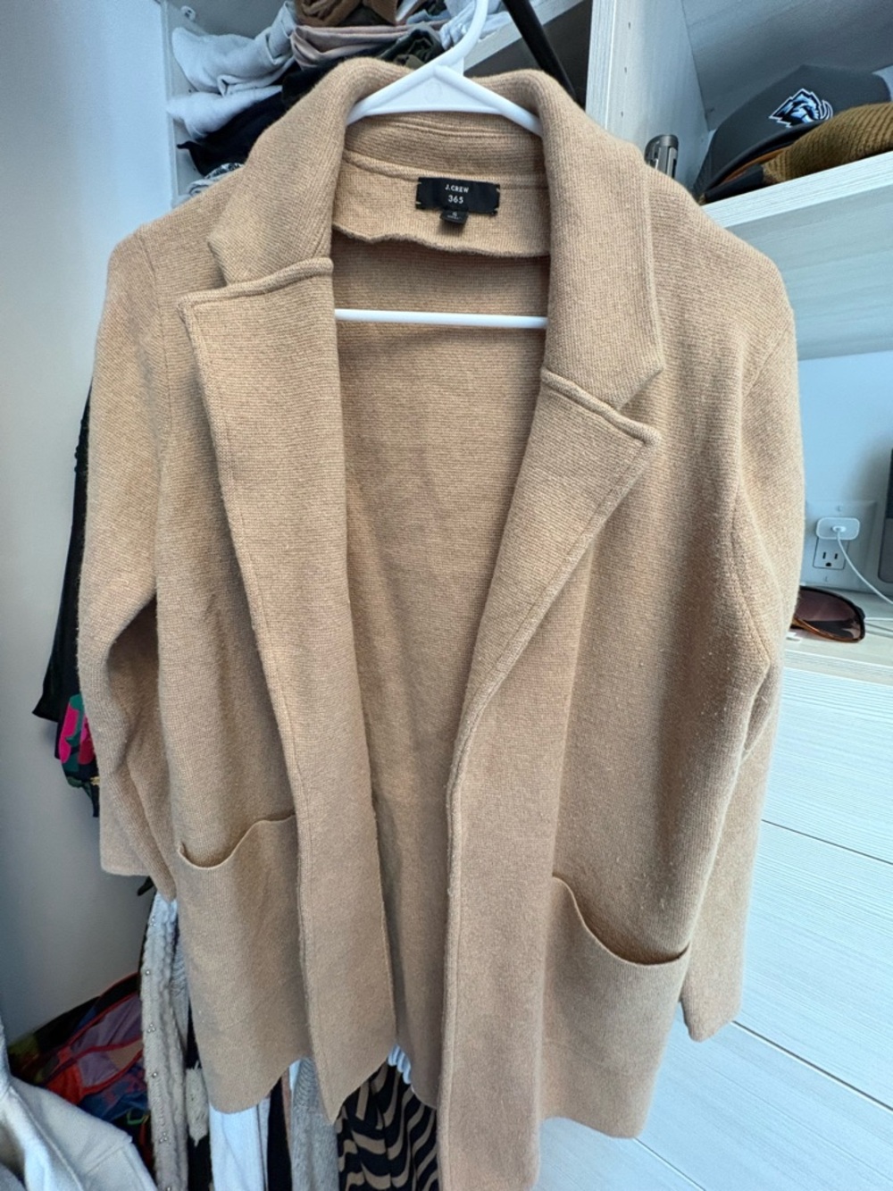 J. Crew Camel Open-Front Knit Cardigan